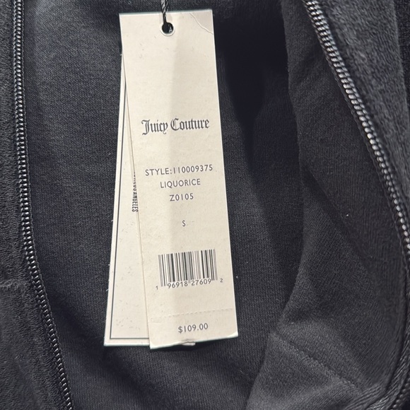 JUICY COUTURE | ✨NEW✨ Tonal Towel Terry Zip-up Hoodie in Liquorice - Picture 5 of 5